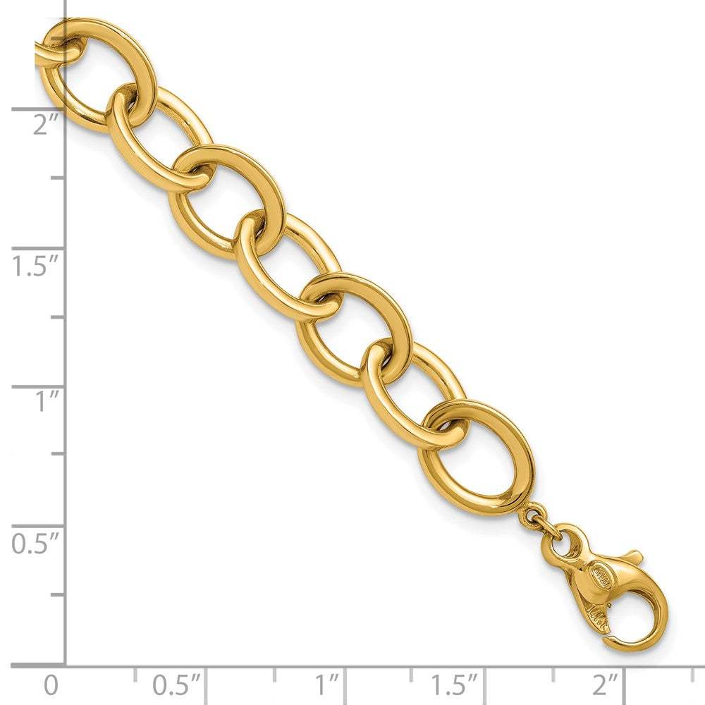 14K Gelbgold Poliert Ovals Hängend Ohrstecker