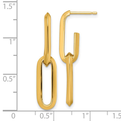 14K Gelbgold Poliert 7mm Büroklammer Glieder Hängend Ohrstecker