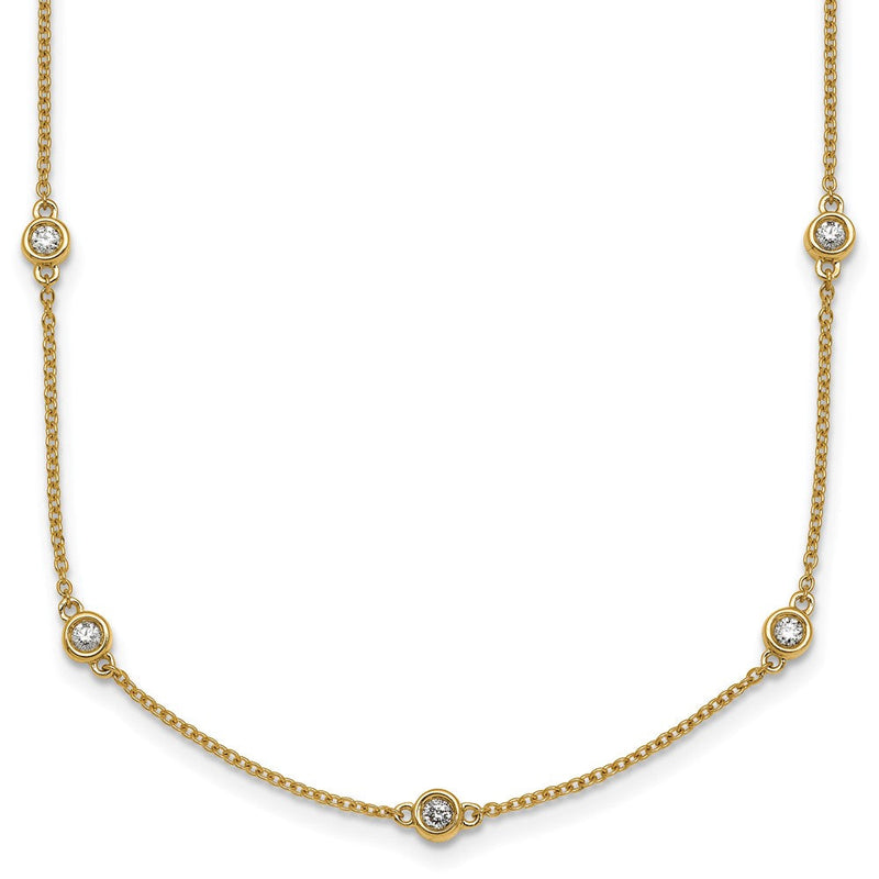 14K Gelbgold Komplett 5/8 Karat Zargenfassung-set Diamant und Ankerkette Kette 17-station 20 Zoll Halskette