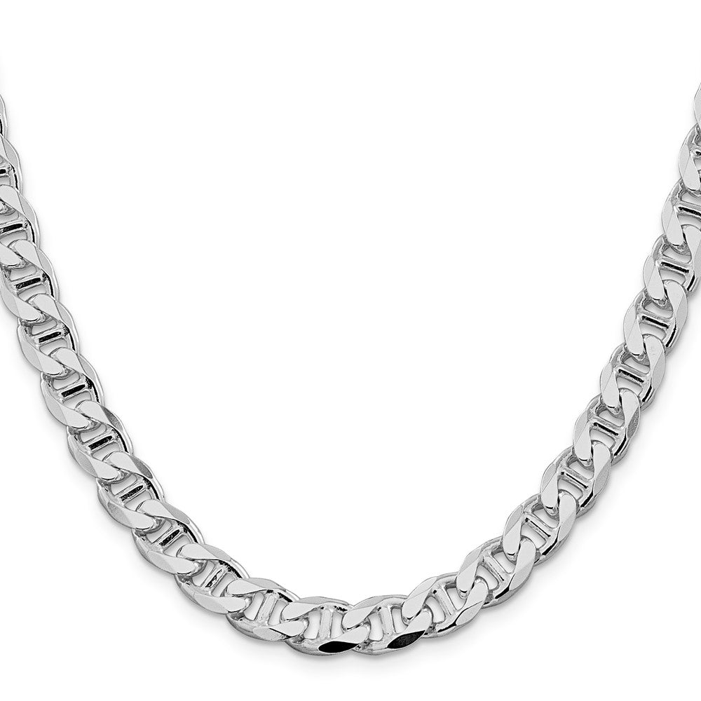 Sterlingsilber Rhodiniert 8.25mm Diamantiert Flach Anker Panzer Halskette
