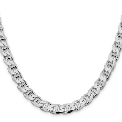 Sterlingsilber Rhodiniert 8.25mm Diamantiert Flach Anker Panzer Halskette