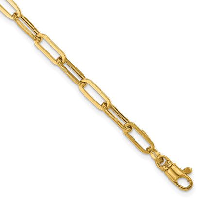 14K Gelbgold Poliert 4mm Büroklammer Glieder 18 Zoll Halskette