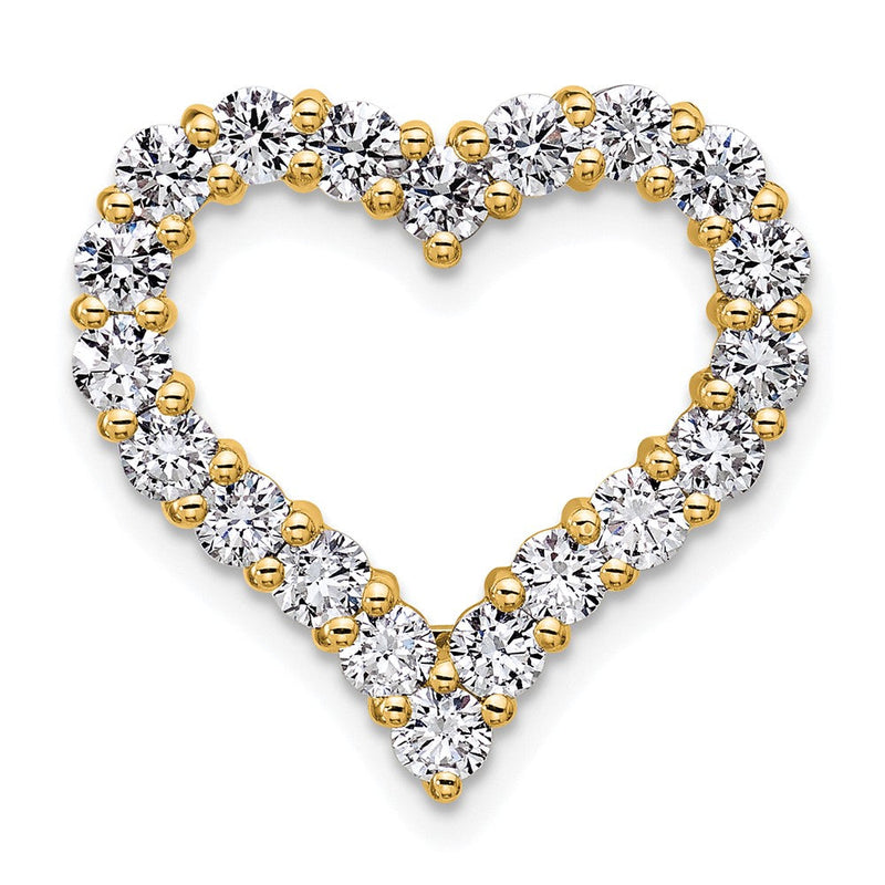 14K Gelbgold Anhänger mit Gleitkette, komplettes Herz, 1,5 Karat Labor-gezüchteter Diamant, VS+ F+