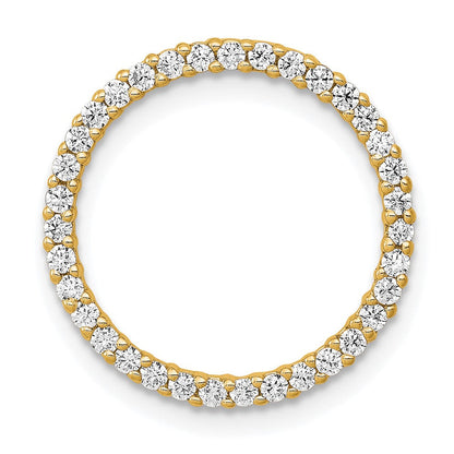 14K Gelbgold Poliert 1/3 Karat Diamant Kreis Kette Anhänger