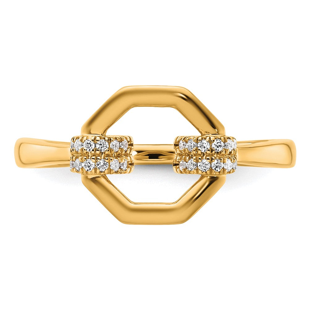 14K Gelbgold Poliert Diamant Achteck Fashion-Ring