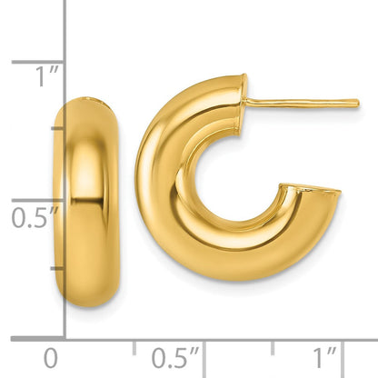 14K Gelbgold Poliert 6.00 X 20mm Röhre C-hoop Ohrstecker