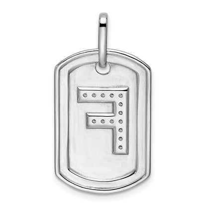 14K Weißgold Diamant-Initial-F-Hundemarke-Charm