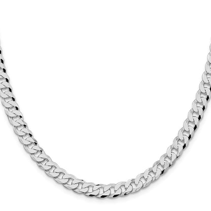 Sterlingsilber Rhodiniert 7mm Abgeschrägt Panzer 28 Zoll Kette