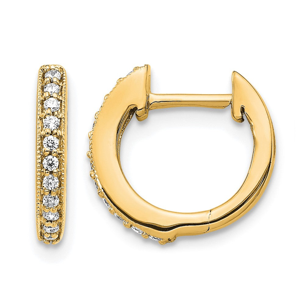 14K Gelbgold Creolen mit Scharnier und 0,125 ct. Diamanten