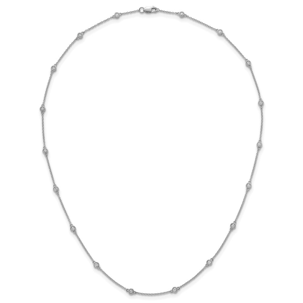 14K Weißgold Komplett 1/2 Karat Zargenfassung-set Diamant und Ankerkette Kette 18-station 18 Zoll Halskette