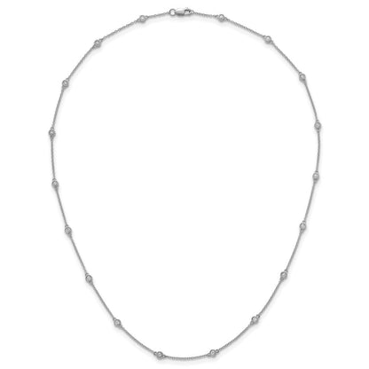 14K Weißgold Komplett 1/2 Karat Zargenfassung-set Diamant und Ankerkette Kette 18-station 18 Zoll Halskette