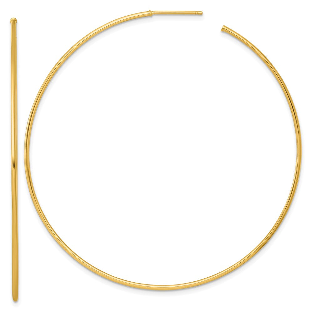 14K Gelbgold Poliert 1.2 X 65mm Massiv C-hoop Ohrstecker