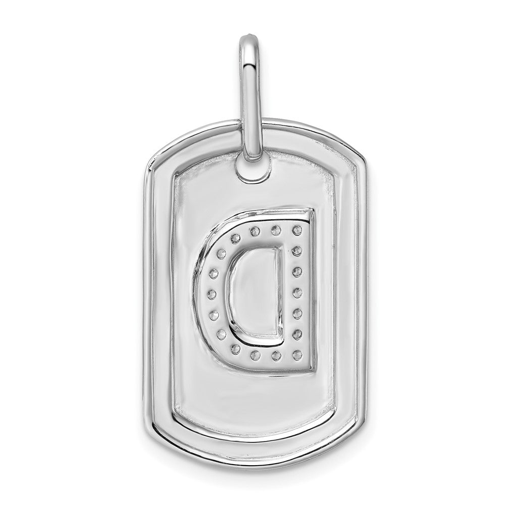 14K Weißgold Diamant-Erkennungsmarken-Charm mit Buchstabe D