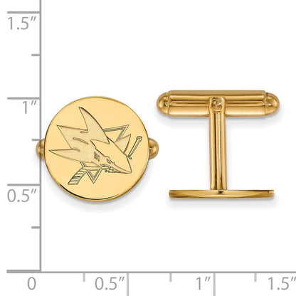 14K Gelbgold Gold Nhl Logoart San Jose Sharks Manschette Knöpfe