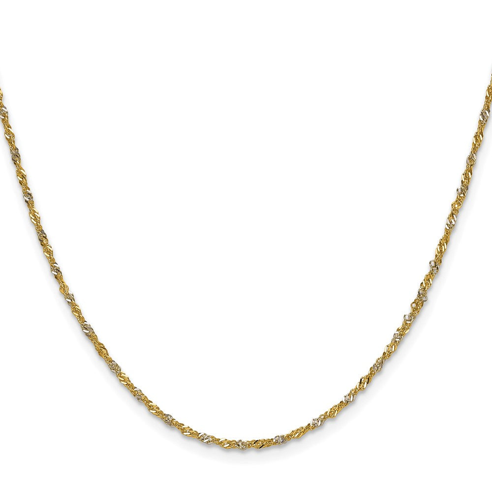 14K Gelbgold mit Rhodium 1.65mm Singapurkette Halskette