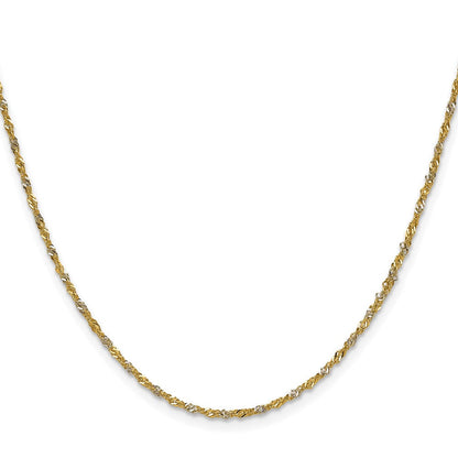 14K Gelbgold mit Rhodium 1.65mm Singapurkette Halskette