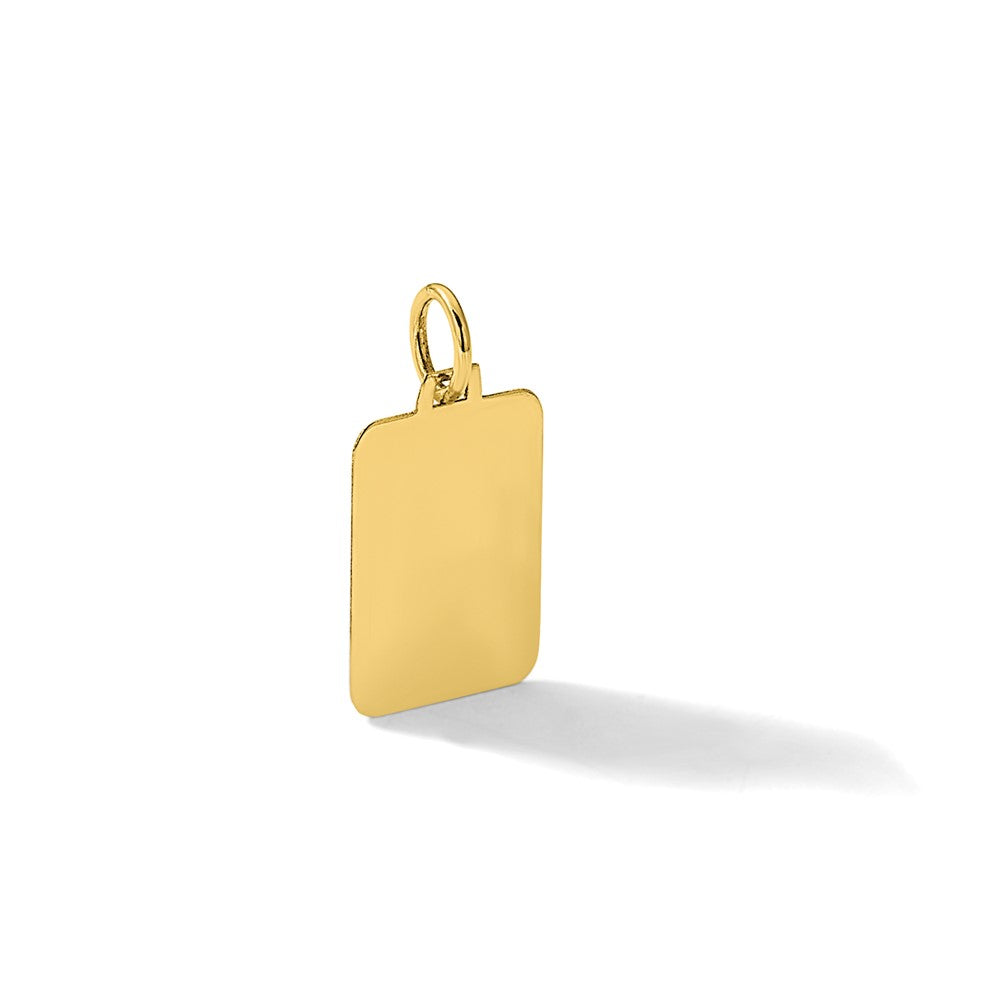 14K Gelbgold Schlicht Gravierbar Rectangular 15.4x10.5mm Plättchen Charm