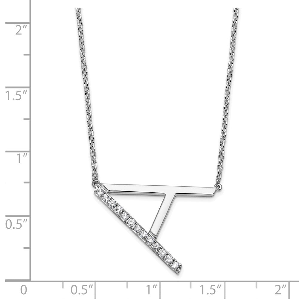 14K Weißgold Seitlich Diamant Initiale A 18 Zoll Halskette