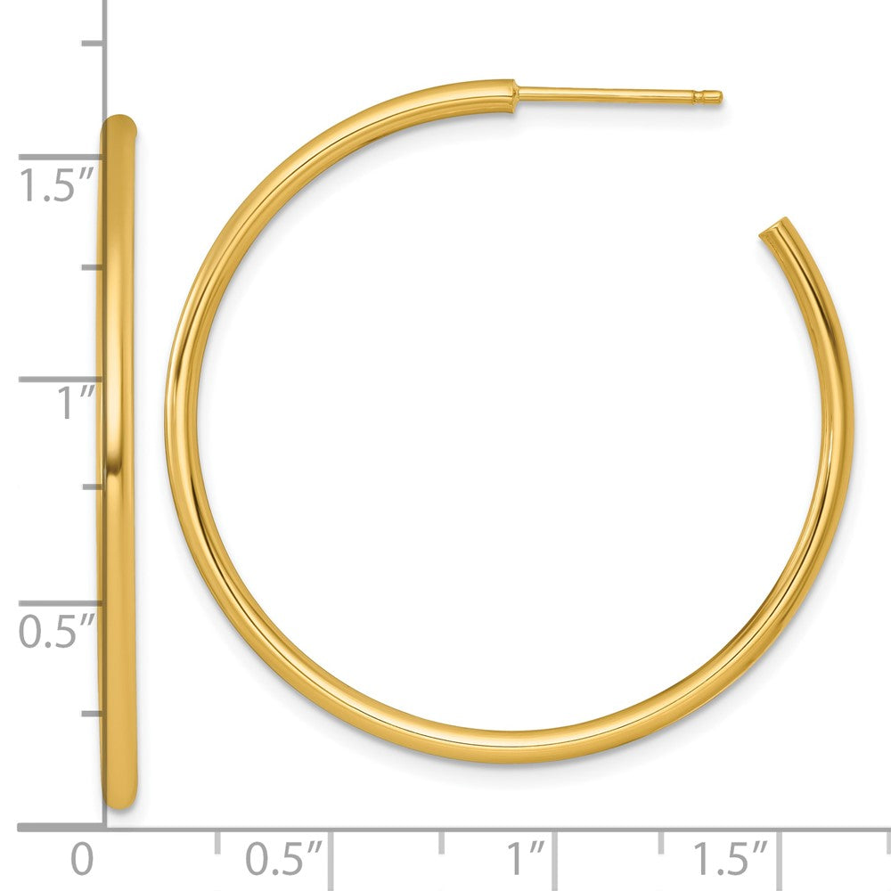 14K Gelbgold Poliert 2.0 X 40mm Röhre C-hoop Ohrstecker