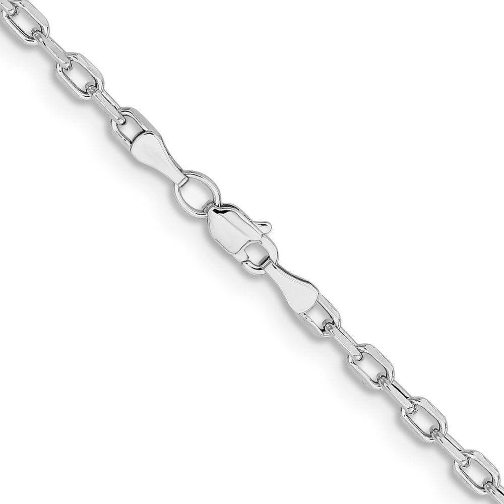 14K Weißgold 3mm Halbmassiv Diamantiert Offen Glieder Ankerkette Halskette