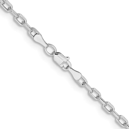 14K Weißgold 3mm Halbmassiv Diamantiert Offen Glieder Ankerkette Halskette