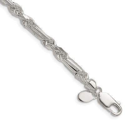 Sterlingsilber 4.75mm Diamantiert Figarope 26 Zoll Kette
