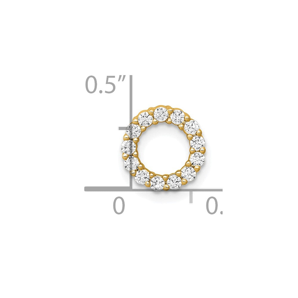 14K Gelbgold Poliert 1/4 Karat Diamant Kreis Kette Anhänger
