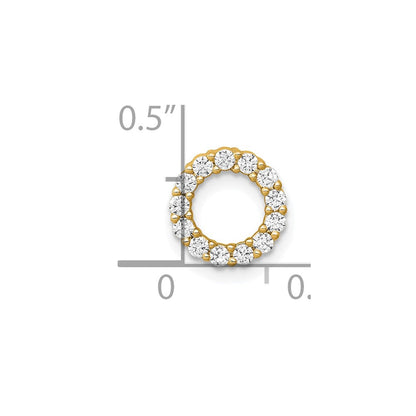 14K Gelbgold Poliert 1/4 Karat Diamant Kreis Kette Anhänger
