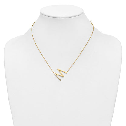 14K Gelbgold Seitlich Diamant Initiale M 18 Zoll Halskette