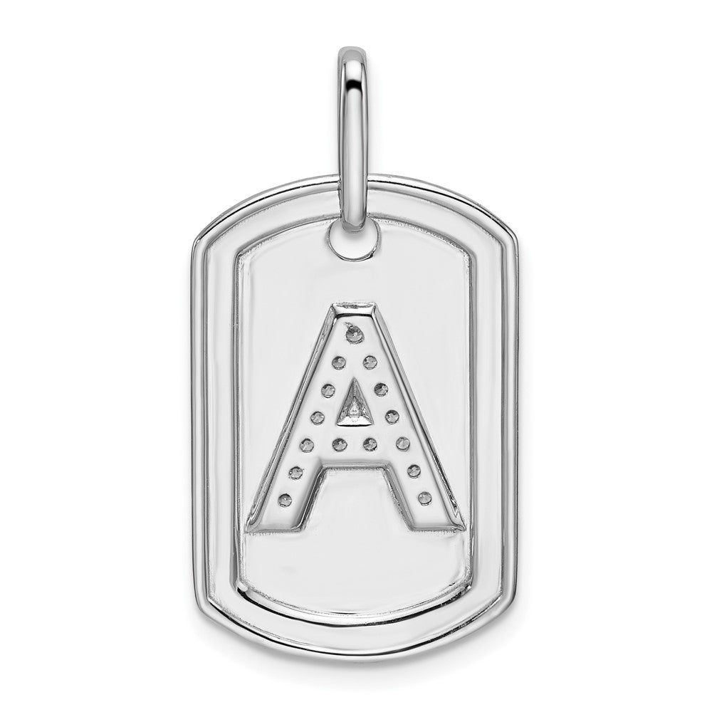 14K Weißgold Diamant-Initiale A Erkennungsmarke-Charm