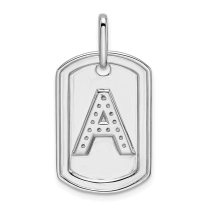 14K Weißgold Diamant-Initiale A Erkennungsmarke-Charm