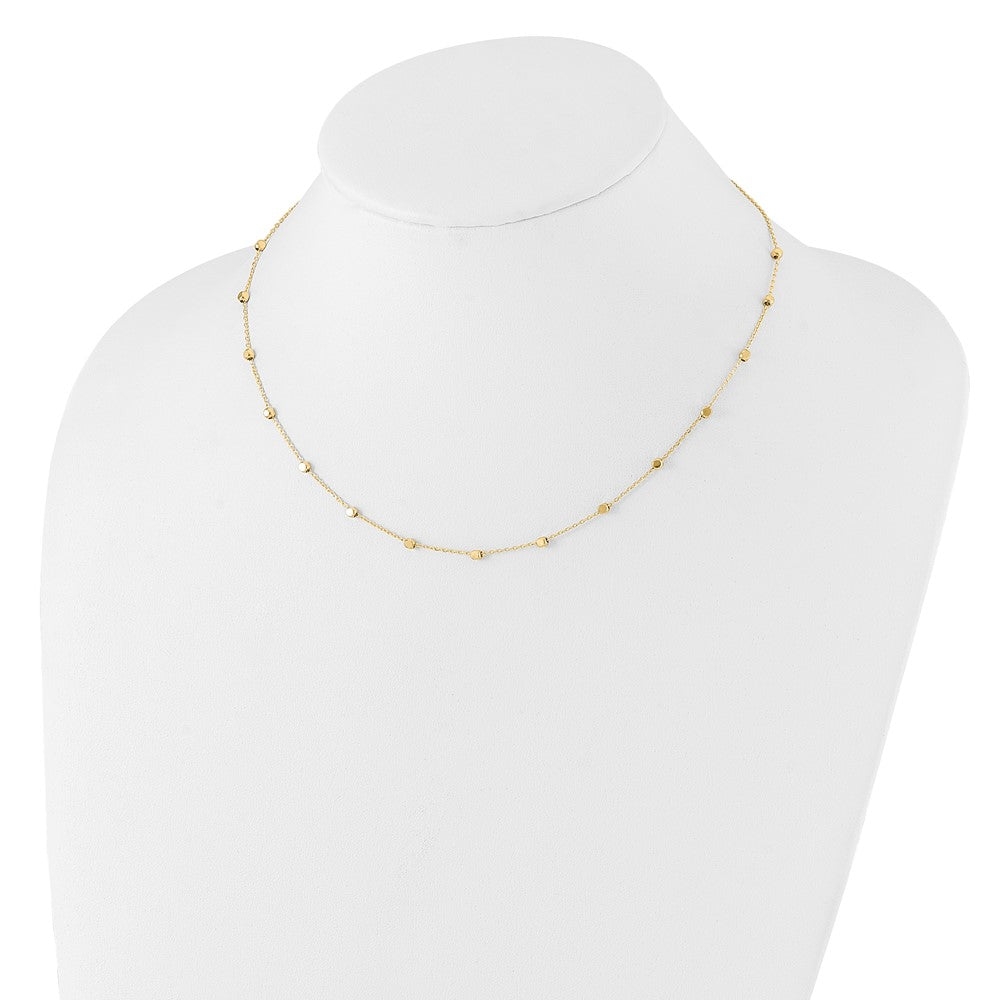 14K Gelbgold Poliert Cube Perle 17 Zoll Station Halskette