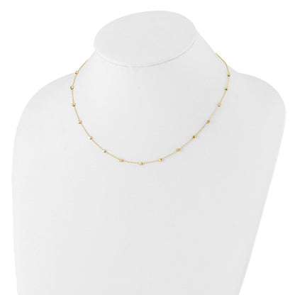 14K Gelbgold Poliert Cube Perle 17 Zoll Station Halskette
