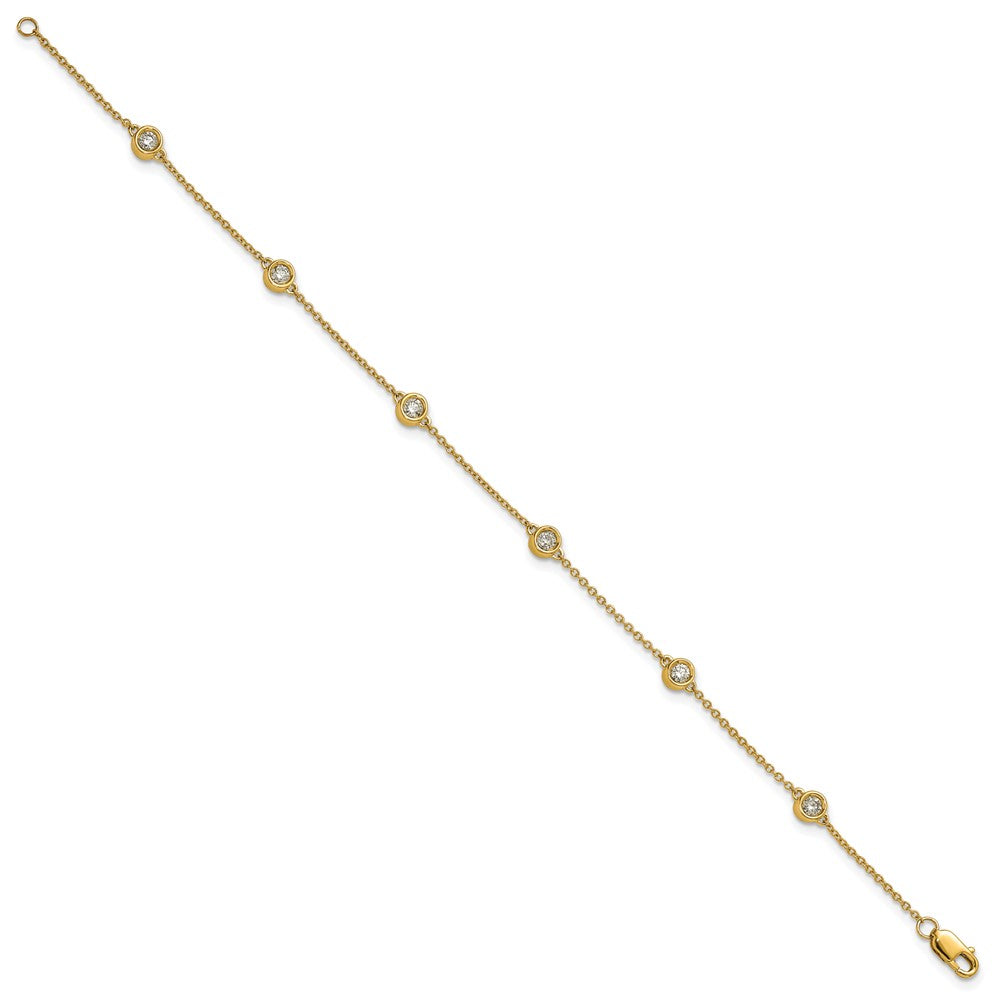 14K Gelbgold Komplett 1/3 Karat Zargenfassung-set Diamant und Ankerkette Kette 6-station 7 Zoll Armband