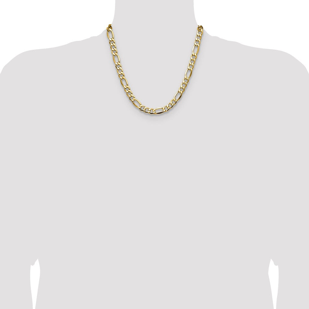 14K Gelbgold 9.4mm Halbmassiv Figaro Halskette