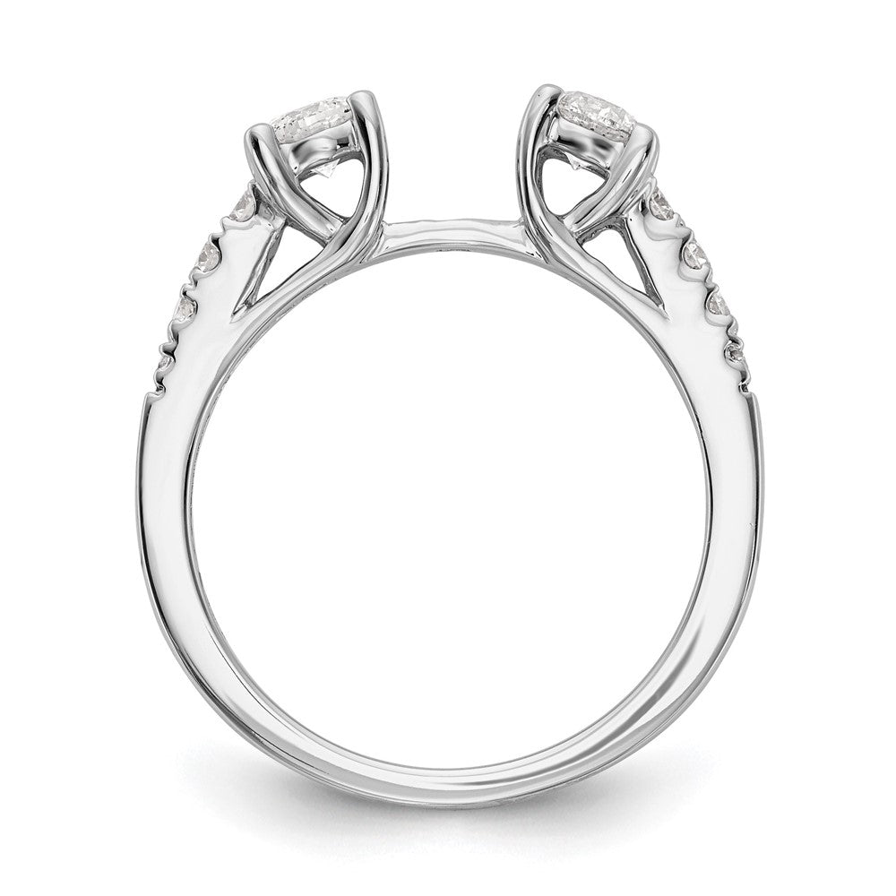 14K Weißgold 3-stone Plus Stift Set Mittig Diamant Halbfassung Verlobungsring