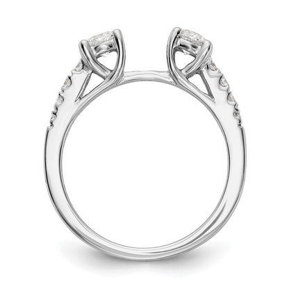 14K Weißgold 3-stone Plus Stift Set Mittig Diamant Halbfassung Verlobungsring