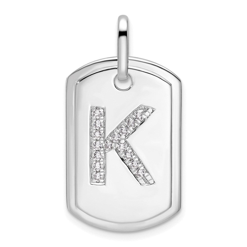 14K Weißgold Diamant Initial K Dog-Tag-Charm