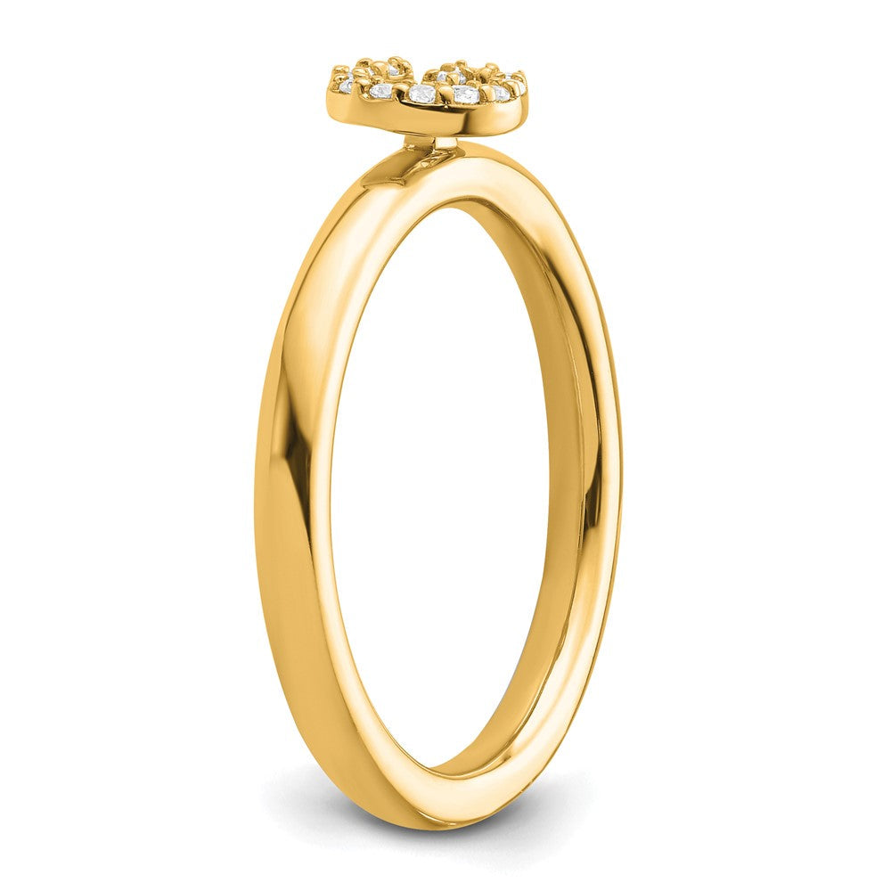 14K Gelbgold Stapelbar Diamant Initiale G Größe 7 Ring