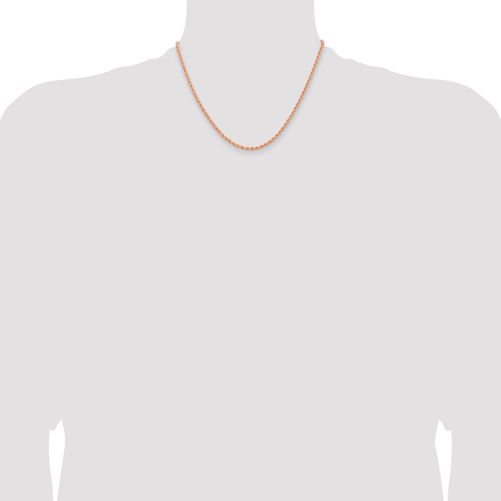 14K Roségold 2.75mm Diamantiert Kordel mit Karabinerverschluss Halskette