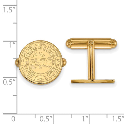 14K Gelbgold Gold Logoart West Virginia University Wappen Manschette Knöpfe