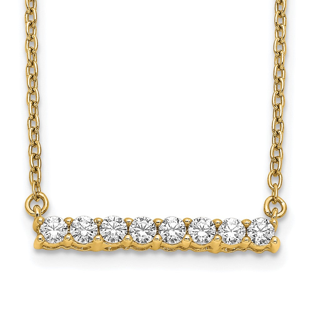 14K Gelbgold Poliert 1/3 Karat Diamant Stab 18 Zoll Halskette