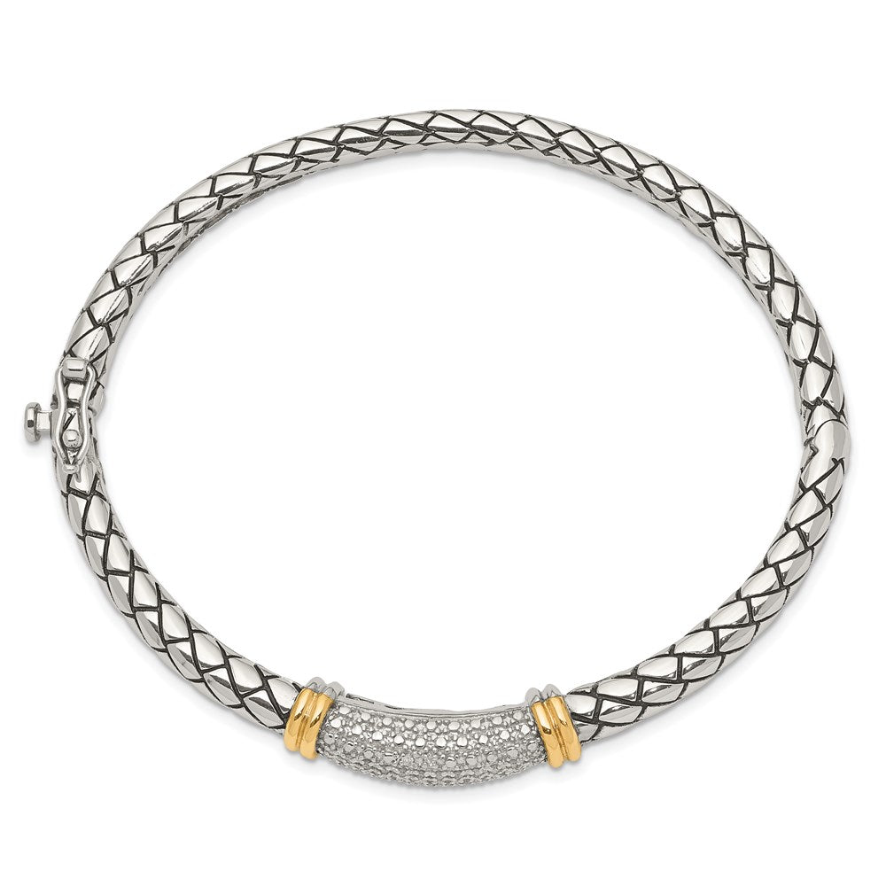Shey Couture Sterlingsilber mit 14K Akzente Antikisiert Diamant Klappbar Armreif Armband