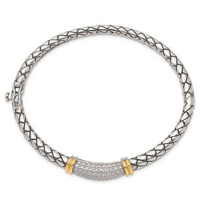 Shey Couture Sterlingsilber mit 14K Akzente Antikisiert Diamant Klappbar Armreif Armband