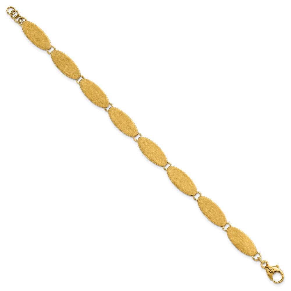 14K Gelbgold Gebürstet 8mm Fantasie Ovals 7 Zoll Armband