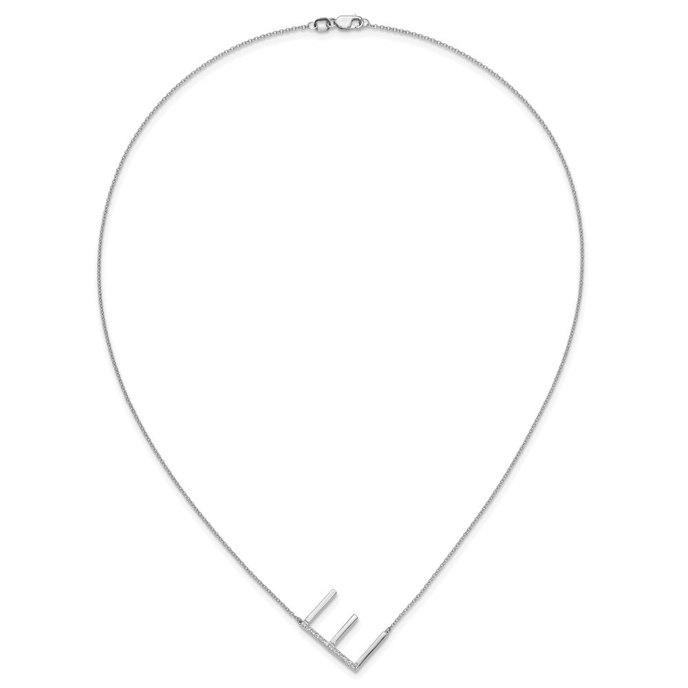 14K Weißgold Seitlich Diamant Initiale E 18 Zoll Halskette