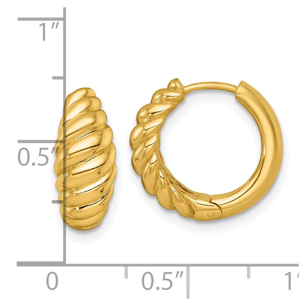 14K Gelbgold Poliert Gedreht Verjüngt Klappbar Creolen