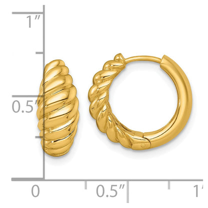 14K Gelbgold Poliert Gedreht Verjüngt Klappbar Creolen