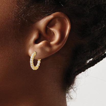 14K Gelbgold 1.2 Karat Diamant Rund In/out Creole mit Sicherheits Verschluss Ohrringe