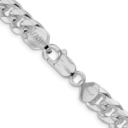 Sterlingsilber Rhodiniert 8.5mm Gewölbt mit Seite Diamantiert Panzer 26 Zoll Kette